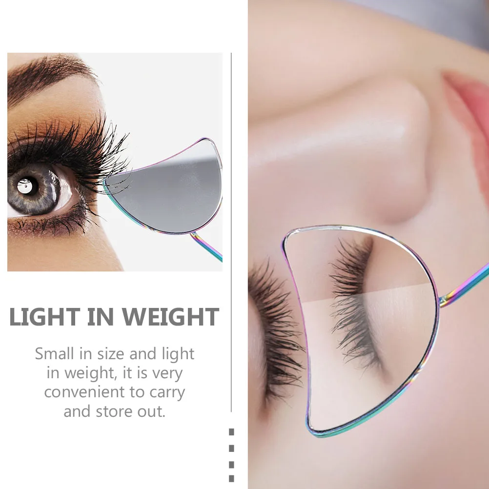 2개입 스테인리스 스틸 속눈썹 거울 컴팩트 문 디자인 속눈썹 검사 도구 전문가용 살롱 연장 키트 액세서리