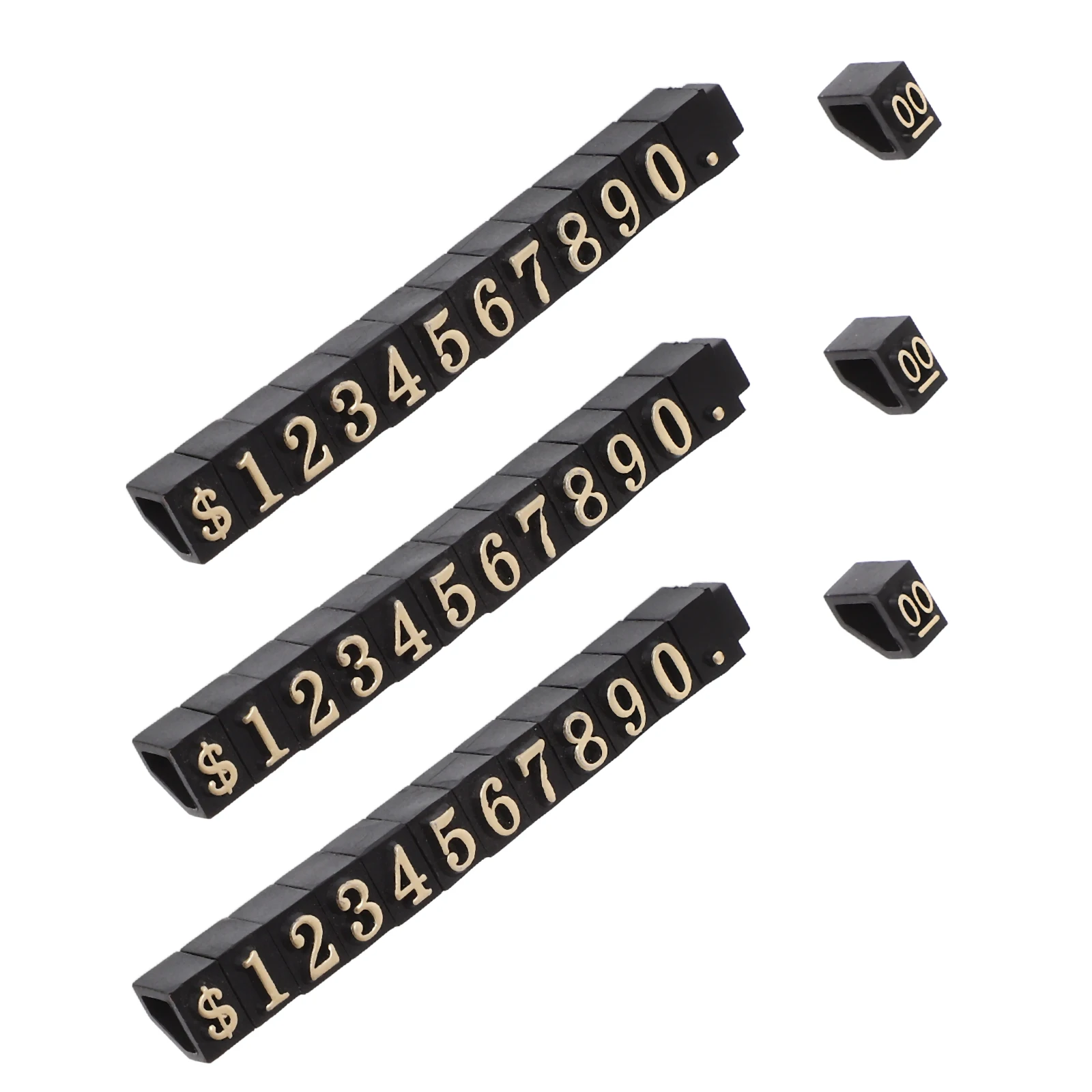 

3pcs Digital Price Tags Dollar Block Cube Label Stand Jewelry Display Golden Number Pricing Counter Signs Sticker Tab Letter