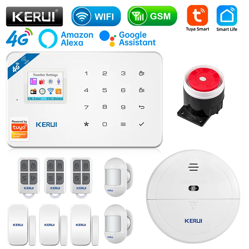 KERUI W184 4G Tuya Smart Home Alarm WIFI GSM Alarm System Motion Sensor Detektor Einbrecher Unterstützung Alexa & Google APP Steuerung