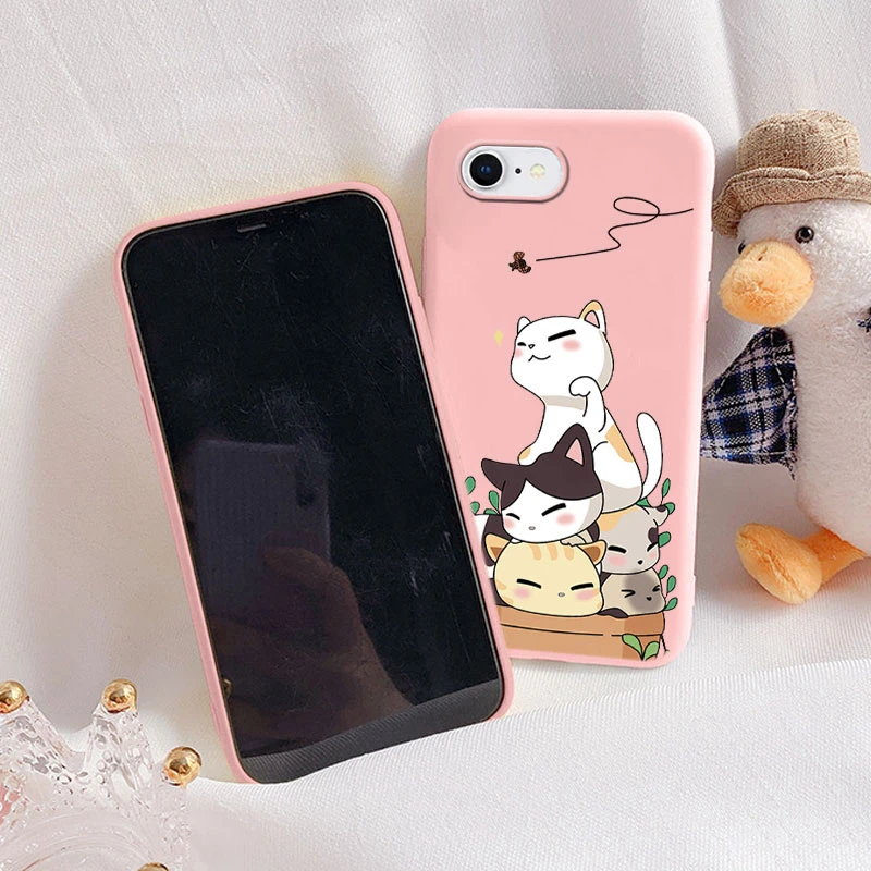 Flowers Funda For iphone 7 8 Plus SE 2020 Capa iphone7 7+ 8+ Phone Case Soft Silicone Cute Cat Bear Back Cover For iphone SE2020
