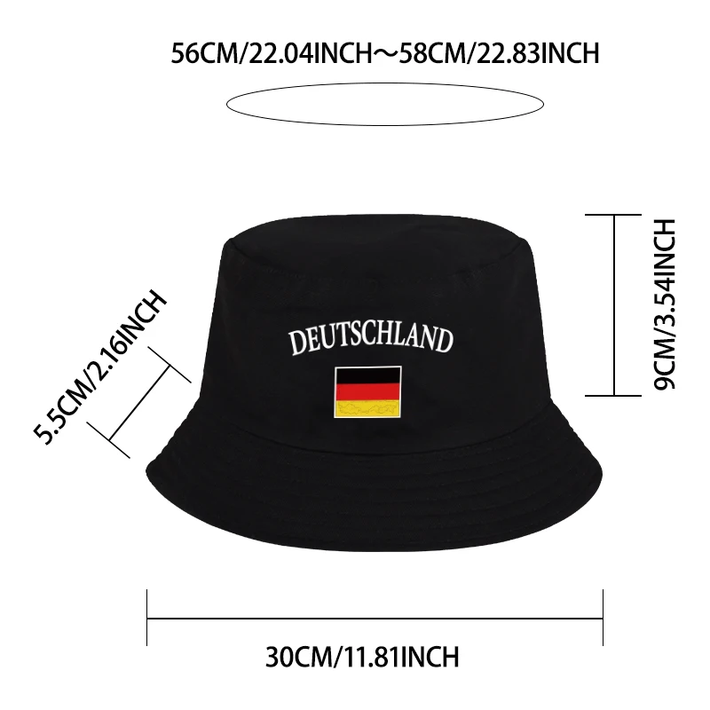 DEUTSCHLAND German Flag-Printed Fisherman's Hat—Lightweight, Foldable Sun Hat for Soccer Fans, World Cup, and Casual Wear
