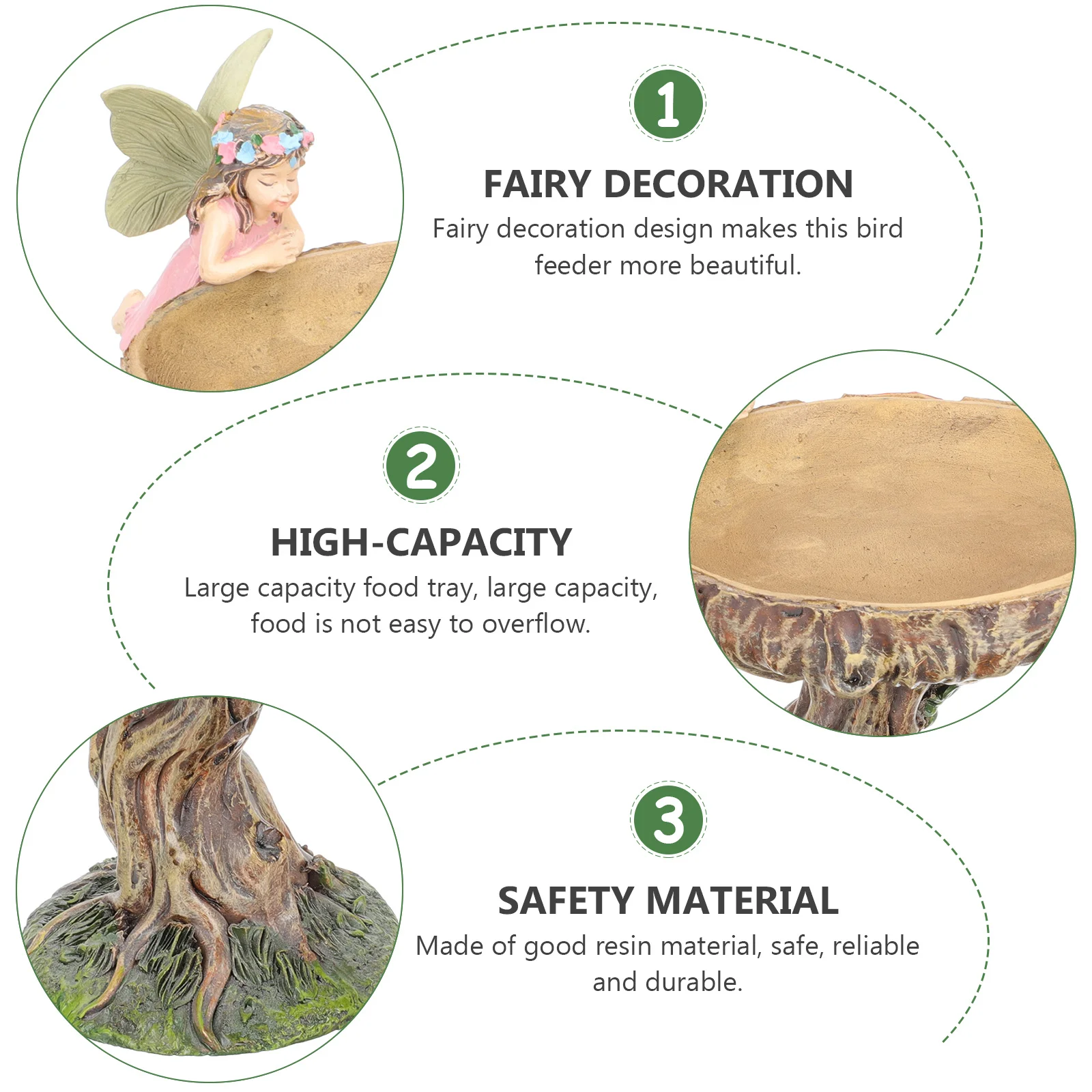 

Resin Bird Feeder Large Capacity Creative Design Outdoor Garden Yard Decoration Bird Food Tray Resin Feeder Garden Decor