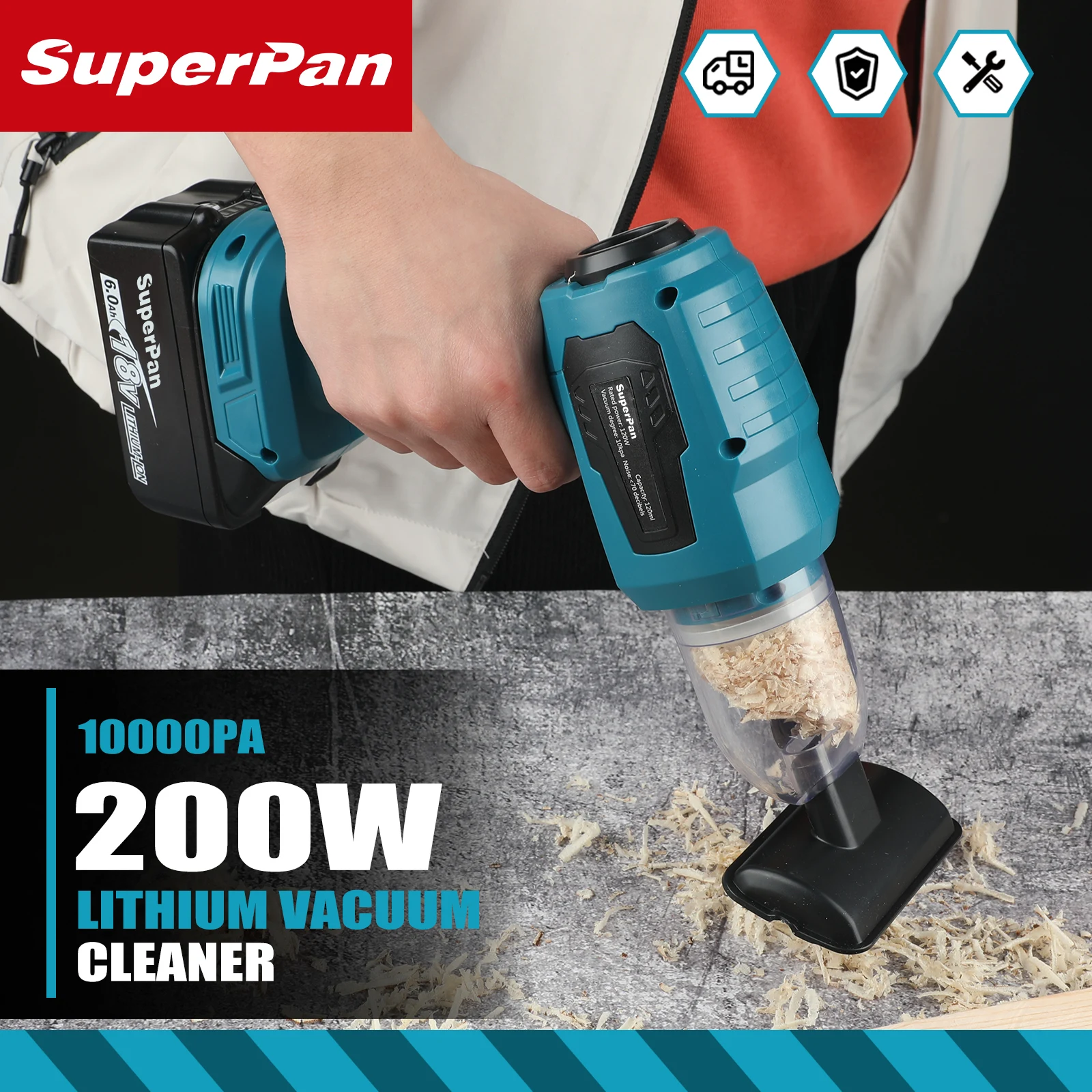 

Supripan Cordless Mini Car Vacuum Cleaner Multifunction Dust Collect Handheld Rechargeable Power Tools For Makita 18V Battery