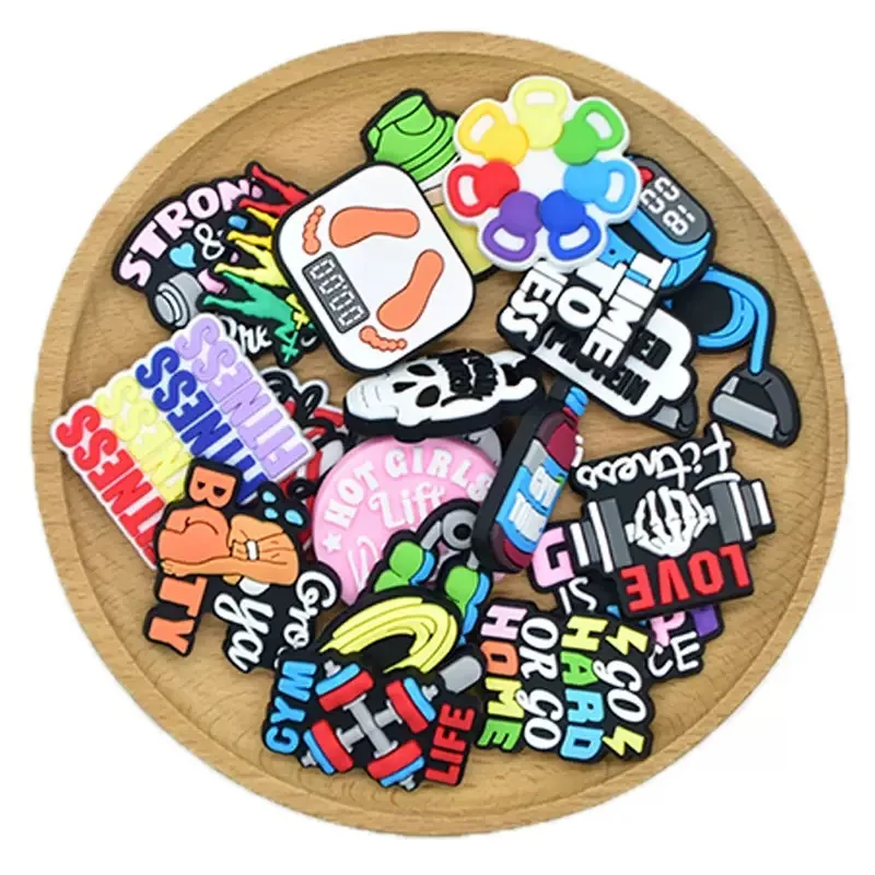 1/21Pcs Strong&Pretty Fitness PVC Shoe Charms Man Woman Gym Life Garden Clog Button Decorations DIY Backpack