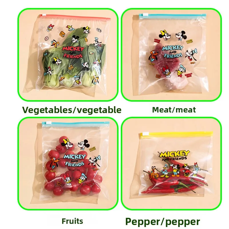 ディズニーミッキー漫画かわいい冷蔵庫鮮度保持バッグクリエイティブ食品バッグ PE 防水密封ポケットアニメ周辺ギフト