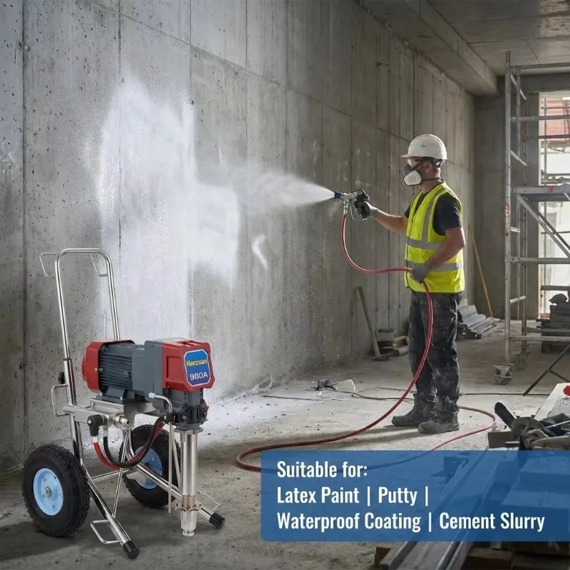 High Power Electric Plunger High Pressure Airless Spraying Machine Latex Paint Putty Coating Plunger Pump Spray Gun