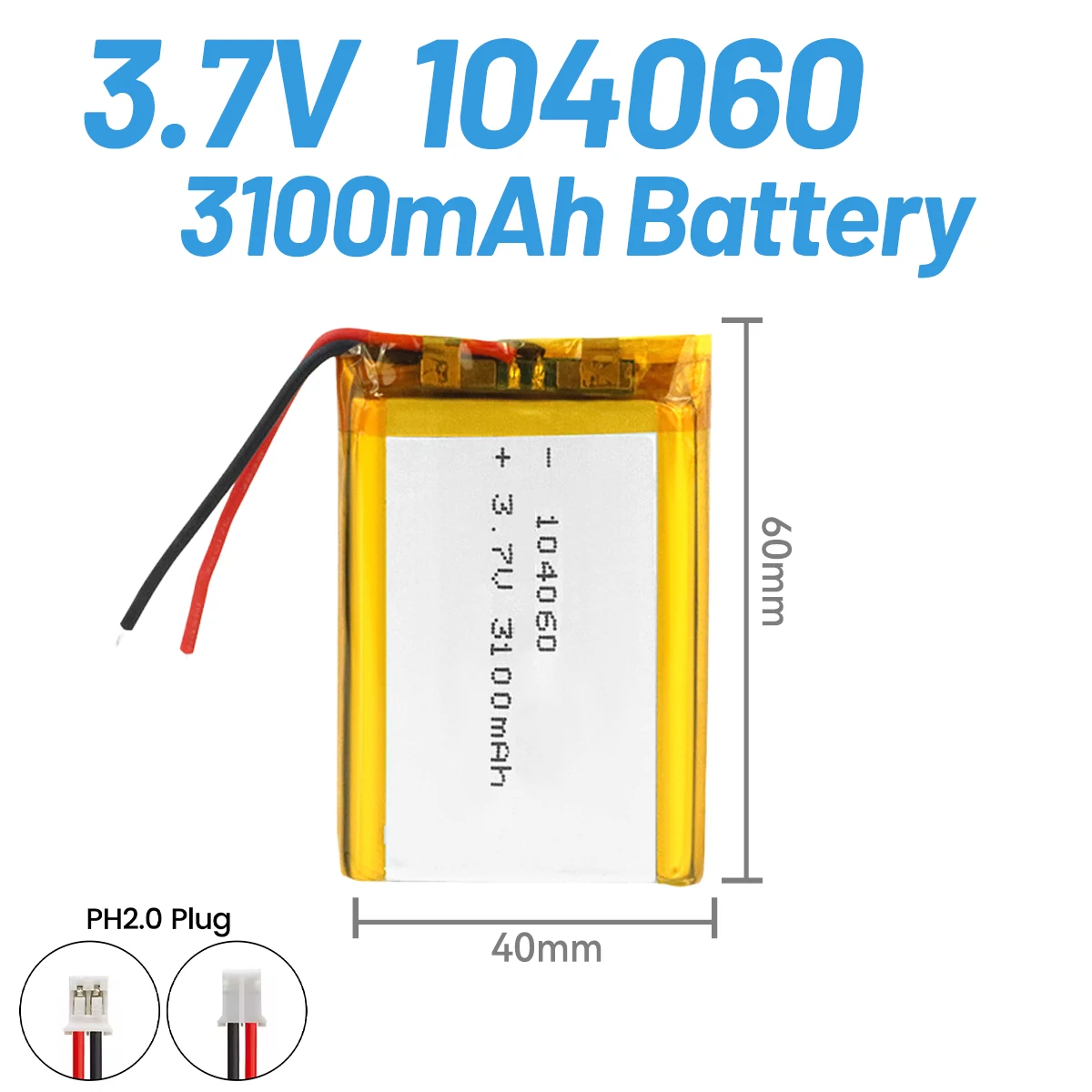104060 3.7V 3100mAh Lithium Polymer Rechargeable Batteries Can Be Used In Smart Toys Ordering Machines Beauty Devices Power Bank