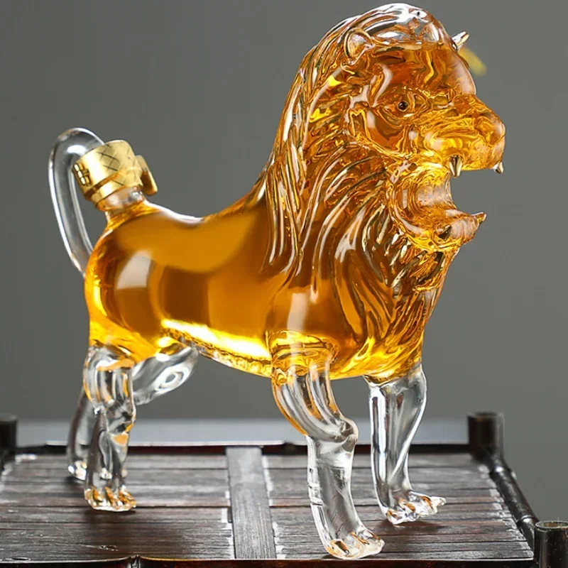 

gcuwe, Handgefertigte Weinflasche в тигровой форме, Weinflasche aus Glas mit hohem Borosilikatgehalt, Whisky mit Schwanzkappe, Wodka