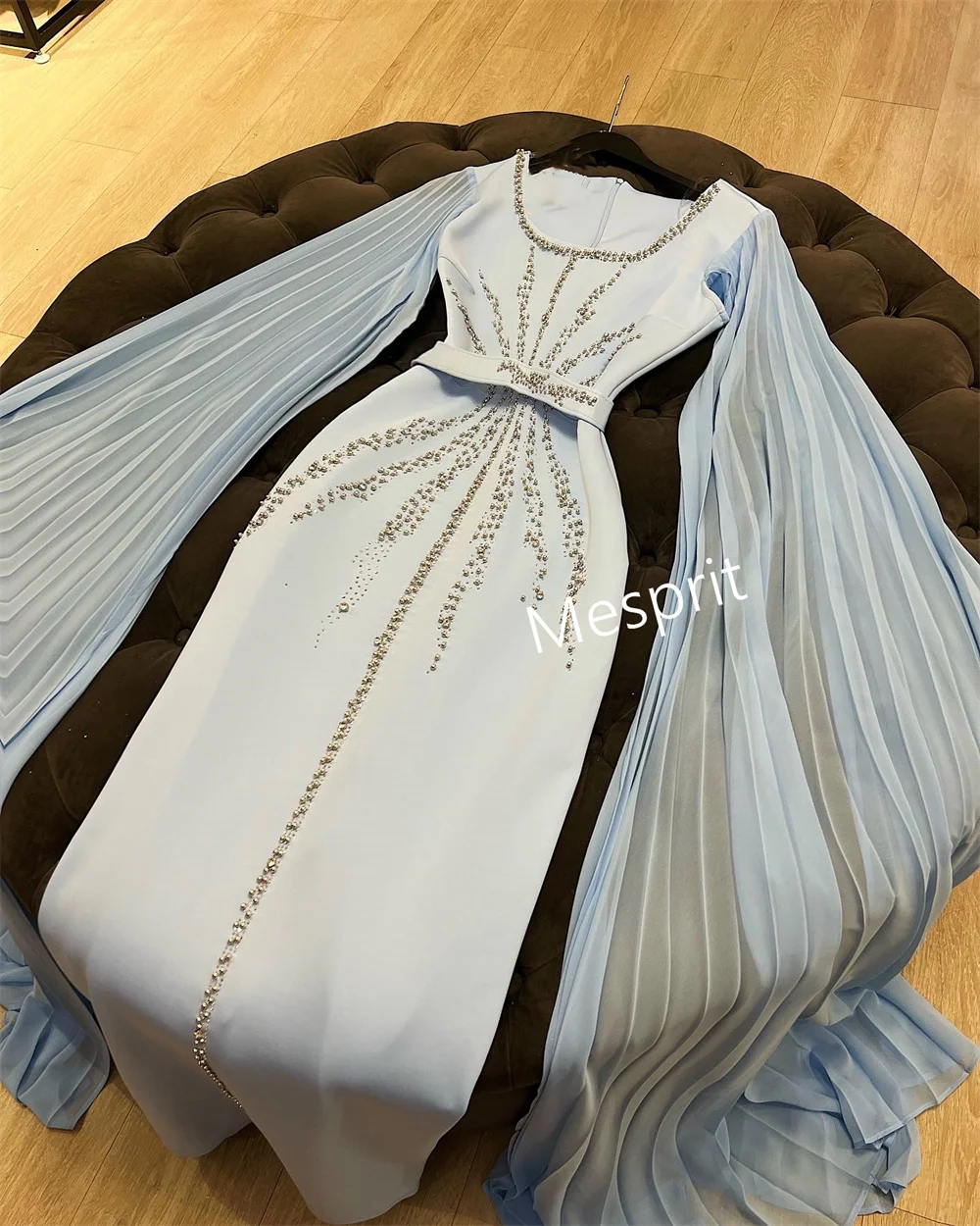 Customized Classic Jersey Pleat Sequined Straight Scalloped Long Dresses Homecoming Dresses Customization Fashion Exquisite