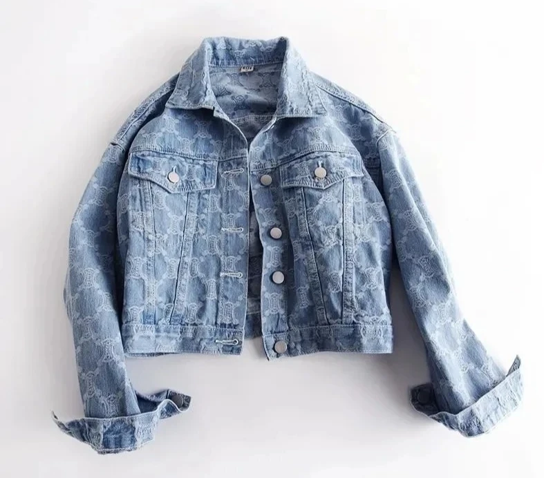 

Women's Denim Jacket New Embroidery Jacquard Ladies Outerwear Leisure Loose Korean Version Fashion Female Cowboy Coat