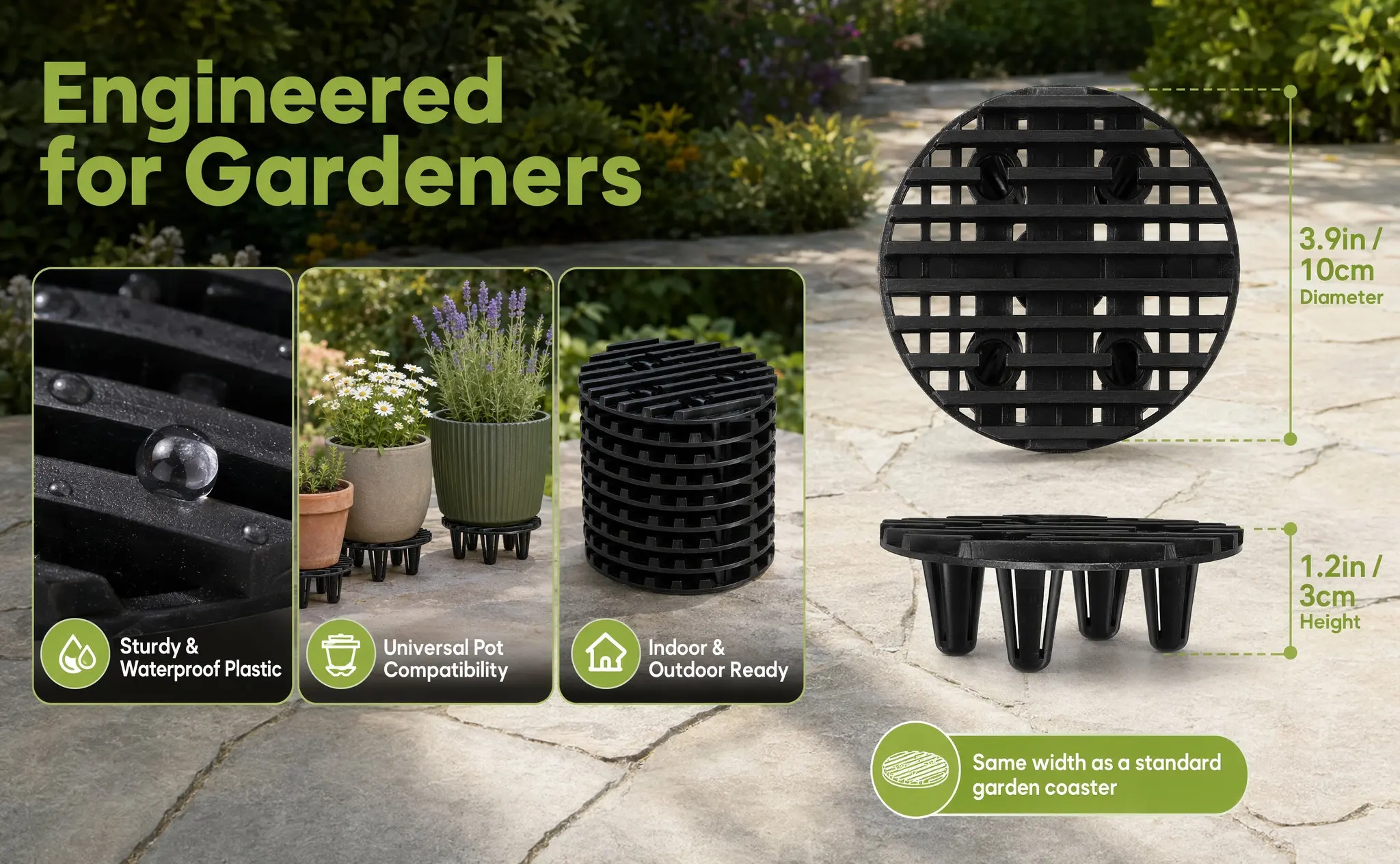 12Pcs Flower Pot Insert Drainage Mesh Riser Plant Pot Feet Supports Outdoor Indoor Planter Feet Risers Prevent Root Rot Leveling