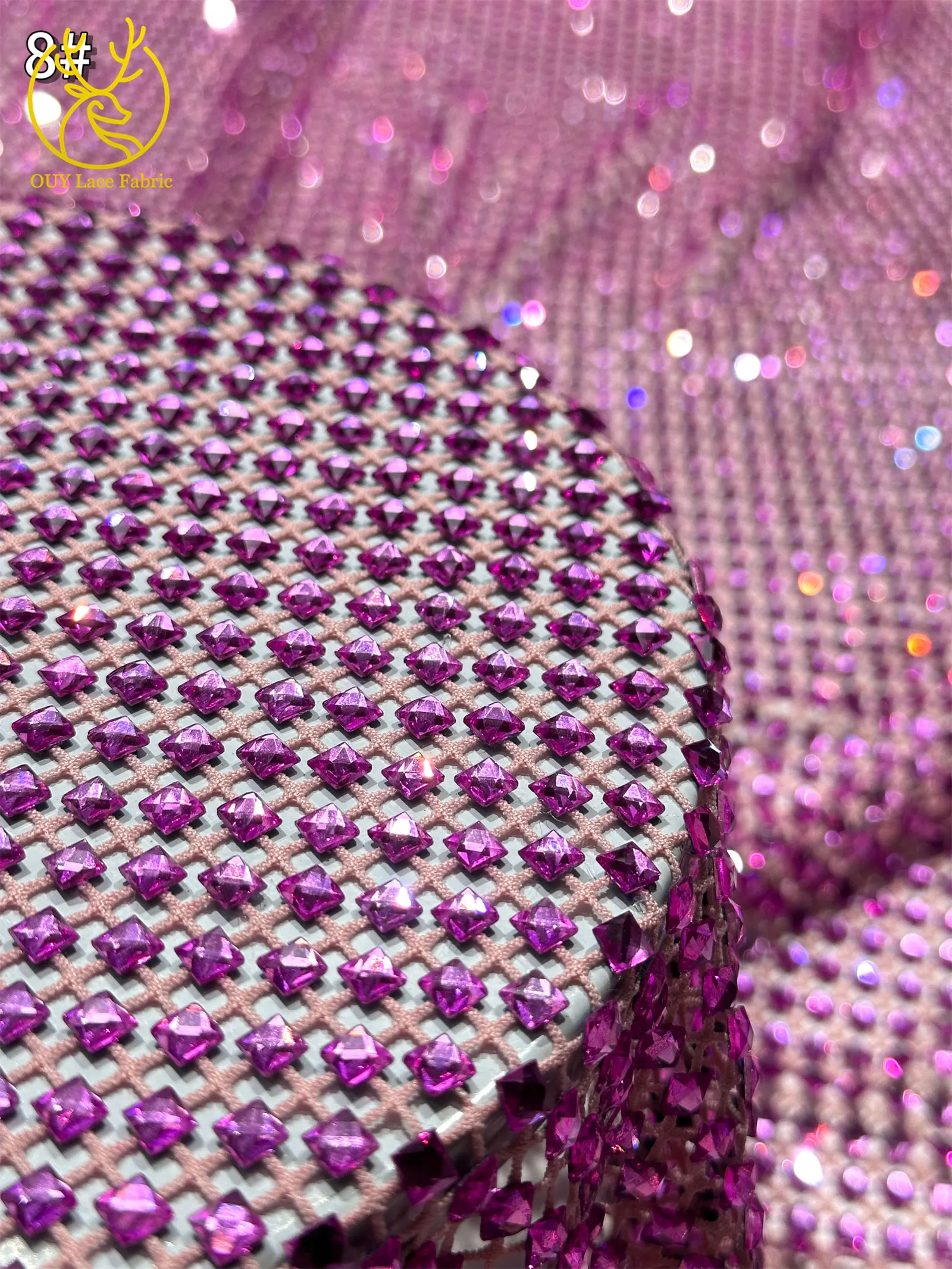 Hochwertiger nigerianischer Glasrhinestone-Netzstoff 2026 – Königliche afrikanische französische Strass-Kristallspitze für Party- und Abendkleider zum Selbermachen – Detail 15