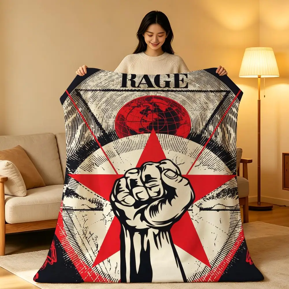 Artist Street S-Shepard Fairey Throw Soft Warm Flannel Blanket Lightweight for Sofa Bed Couch Travel Adults