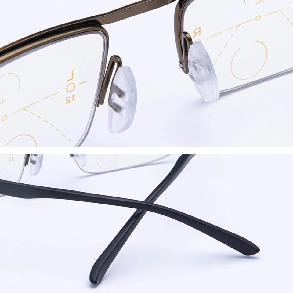 NONOR Multifocal Progressive Reading Glasses Half Frame Dual-use Anti-Blue Light  Automatic Adjustment Eyewear