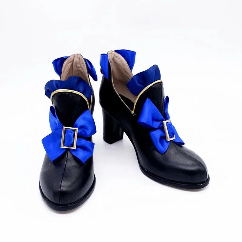 qq28LQBlack Furina Focalors تأثيري أحذية دور اللعب لعبة أحذية كعب 5 سنتيمتر حجم مخصص