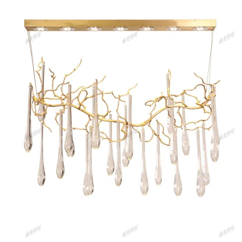 

Light luxury crystal all-copper chandelier living room dining room bedroom study