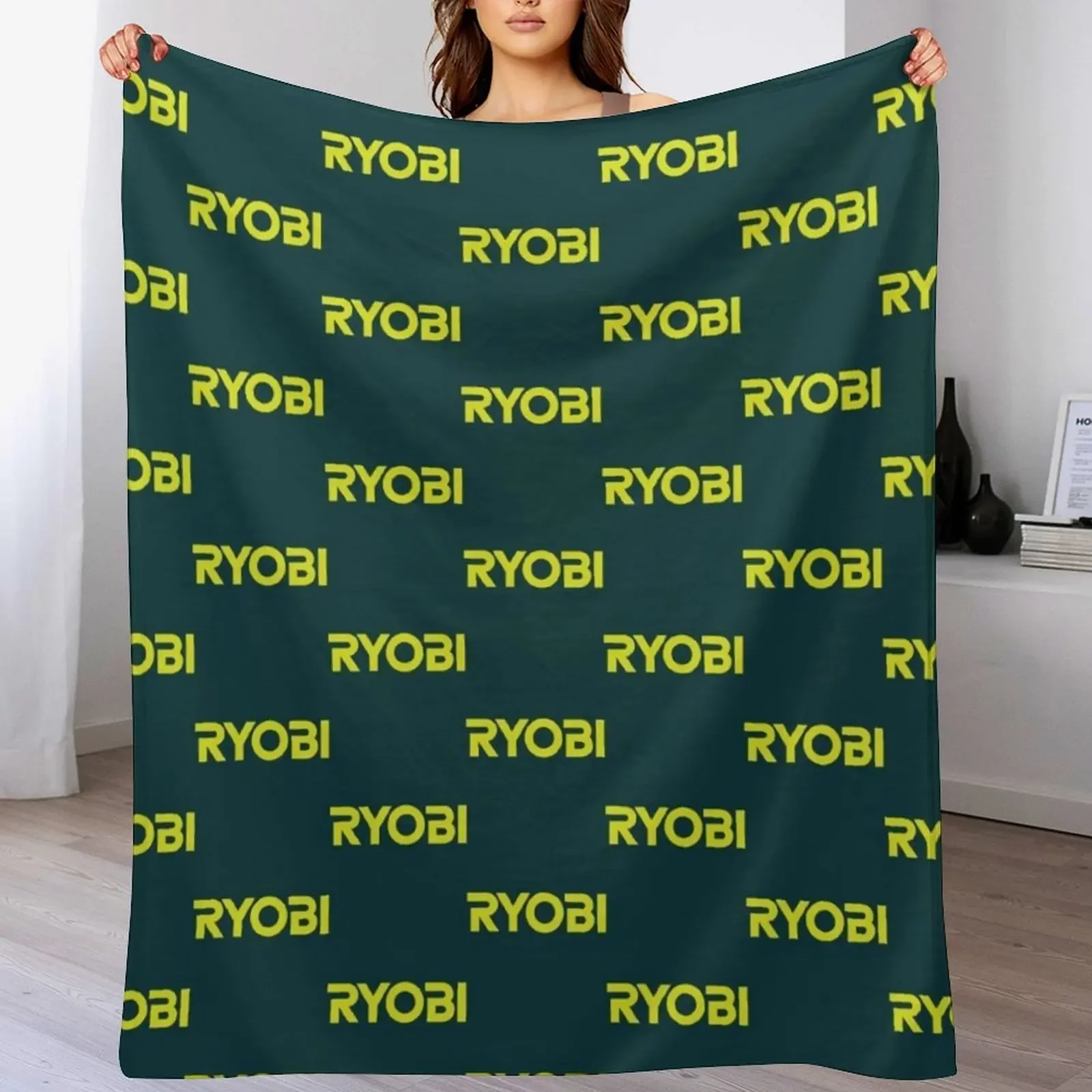 POWER TOOLS-RYOBI LOGO Throw Blanket Warm Accent Blanket for Living Room Decoration