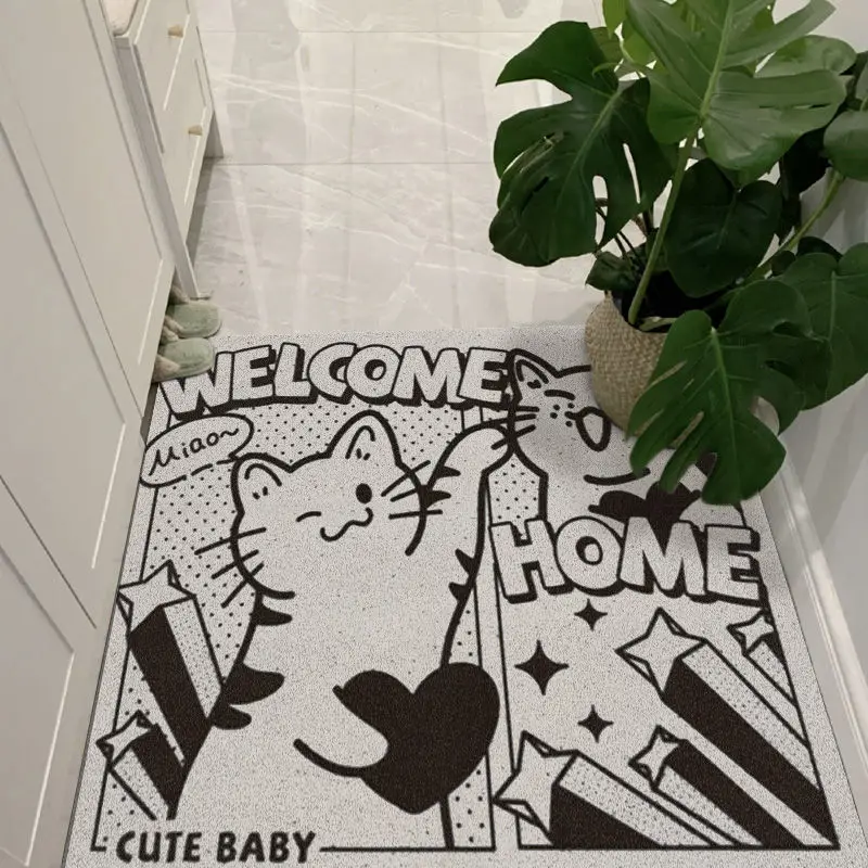 Cute Cartoon Door Porch Silk Enclosure Mat Pvc Door Dirt-resistant Non-slip and Can Be Cut Household Mats Outdoor Rug