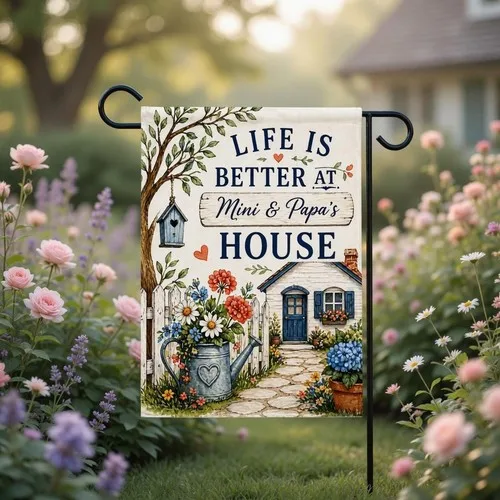Custom Grandparents Garden Flag Life Is Better at Mini & Papas House AAV hhz