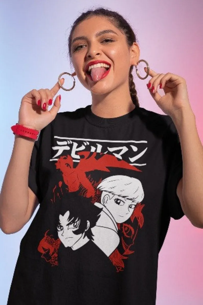 Unisex Devilman Crybaby Anime T-Shirt, Akira Fudo, Ryo Asuka Manga Shirt