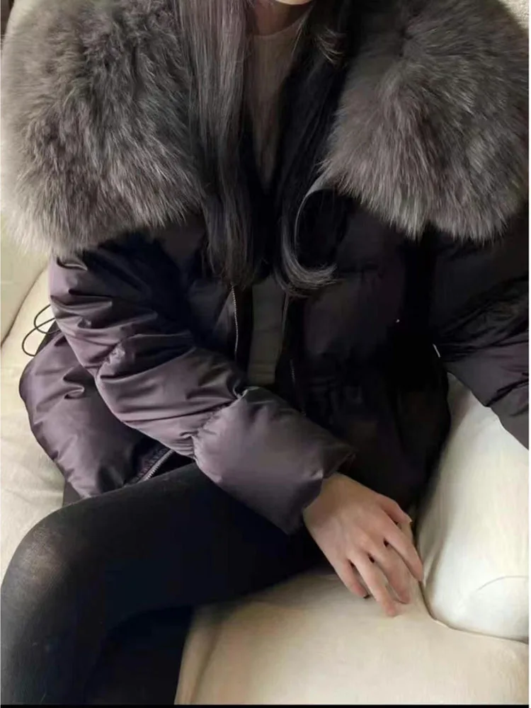 Weiße Ente Unten Jacke Frauen Winter Unten Mantel Herbst Dicke Kurze Mode Junge Neue Europäische Mode Pelzmantel Echt Fox Pelz Kragen