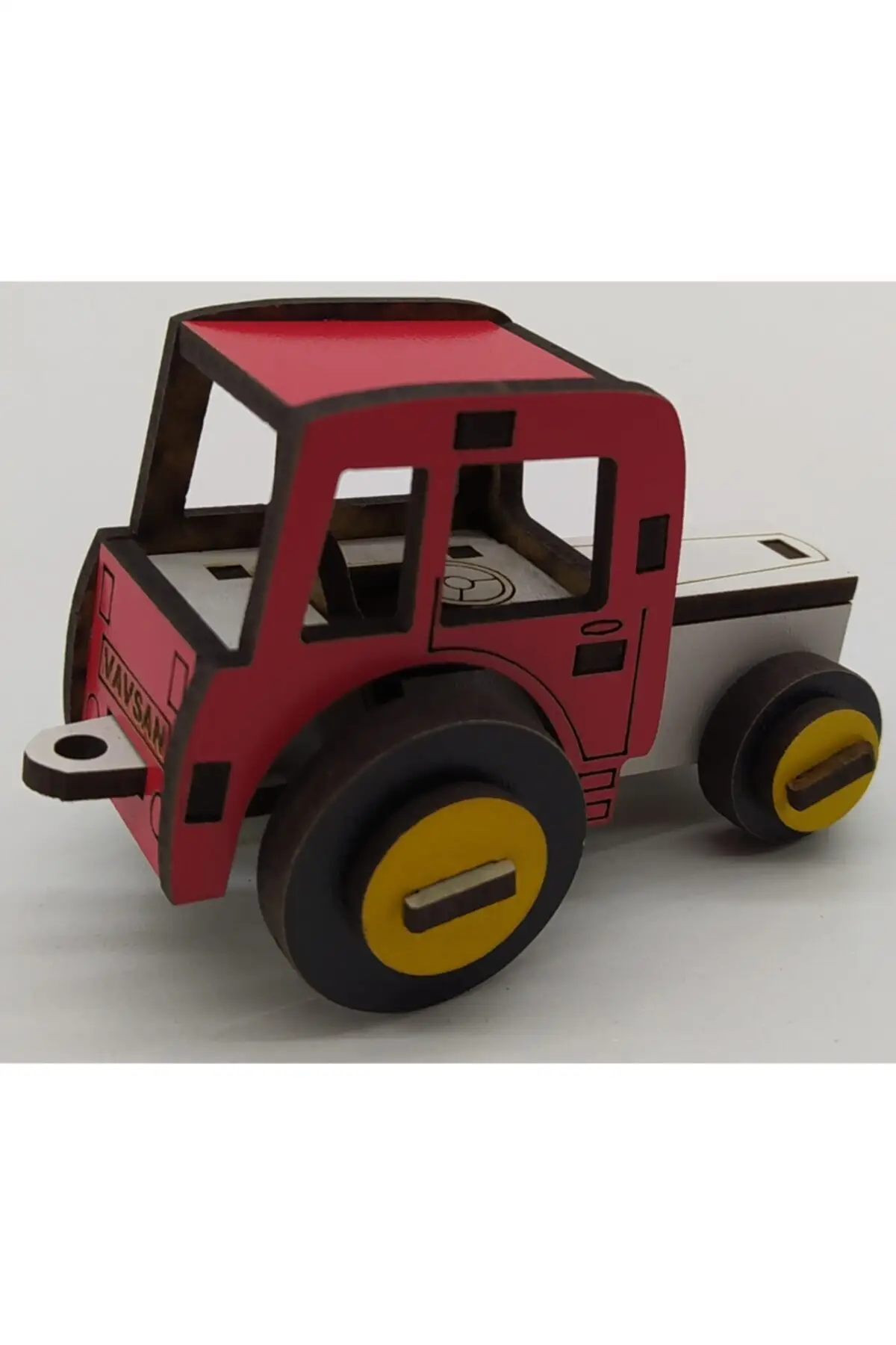 Wooden Mini Tractor Red Toy Car Model for Children Training Hediyelik Blocks DIY Assembling