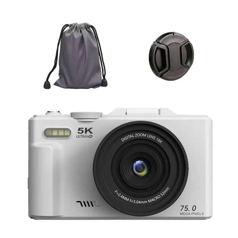 5k HD Digital Camera 75MP 18X Zoom AF Automatic Zoom 3-inch Flip