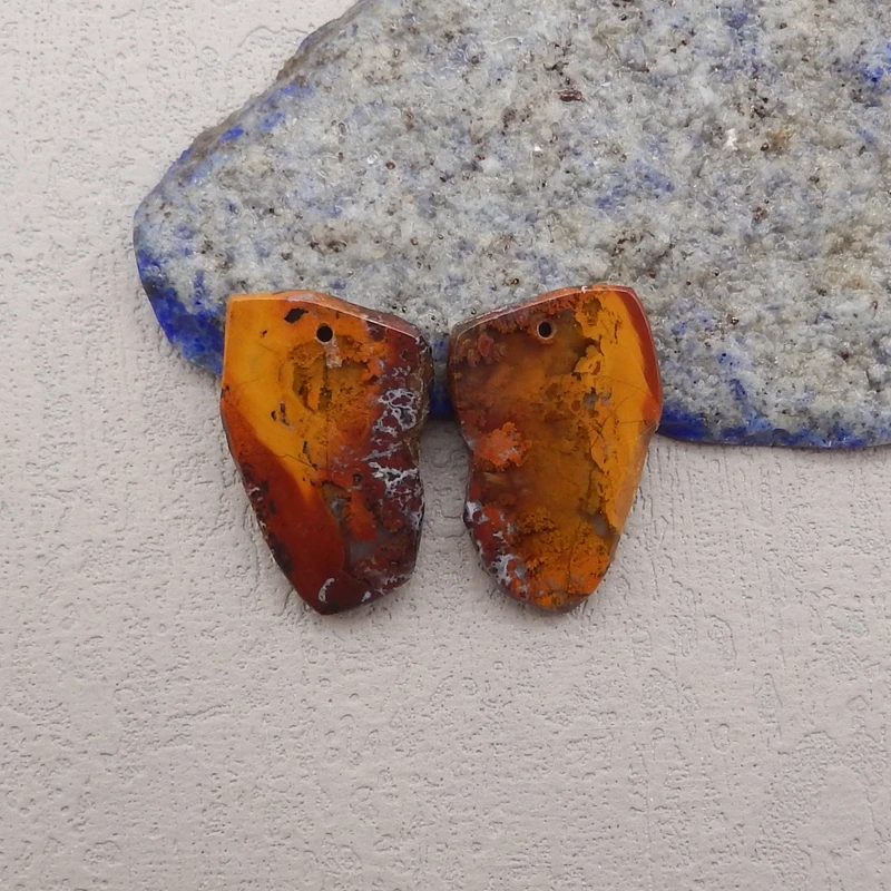 Natural Stone Warring States Red Agate Earring Beads,Fashion Jewelry DIY Gemstone Earrings Accessories For Women 25x17x3mm 5g