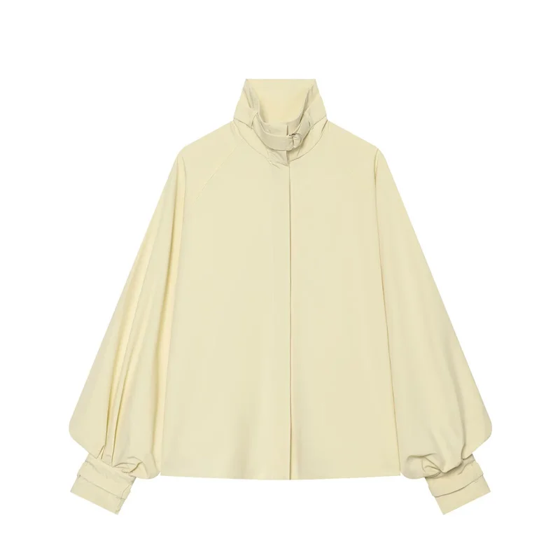 Guobioziy 2026 Women's Jacket Fall/Winter New Yellow Long-Sleeve Loose Simple Shirt Parka Casual Fashion Relaxed
