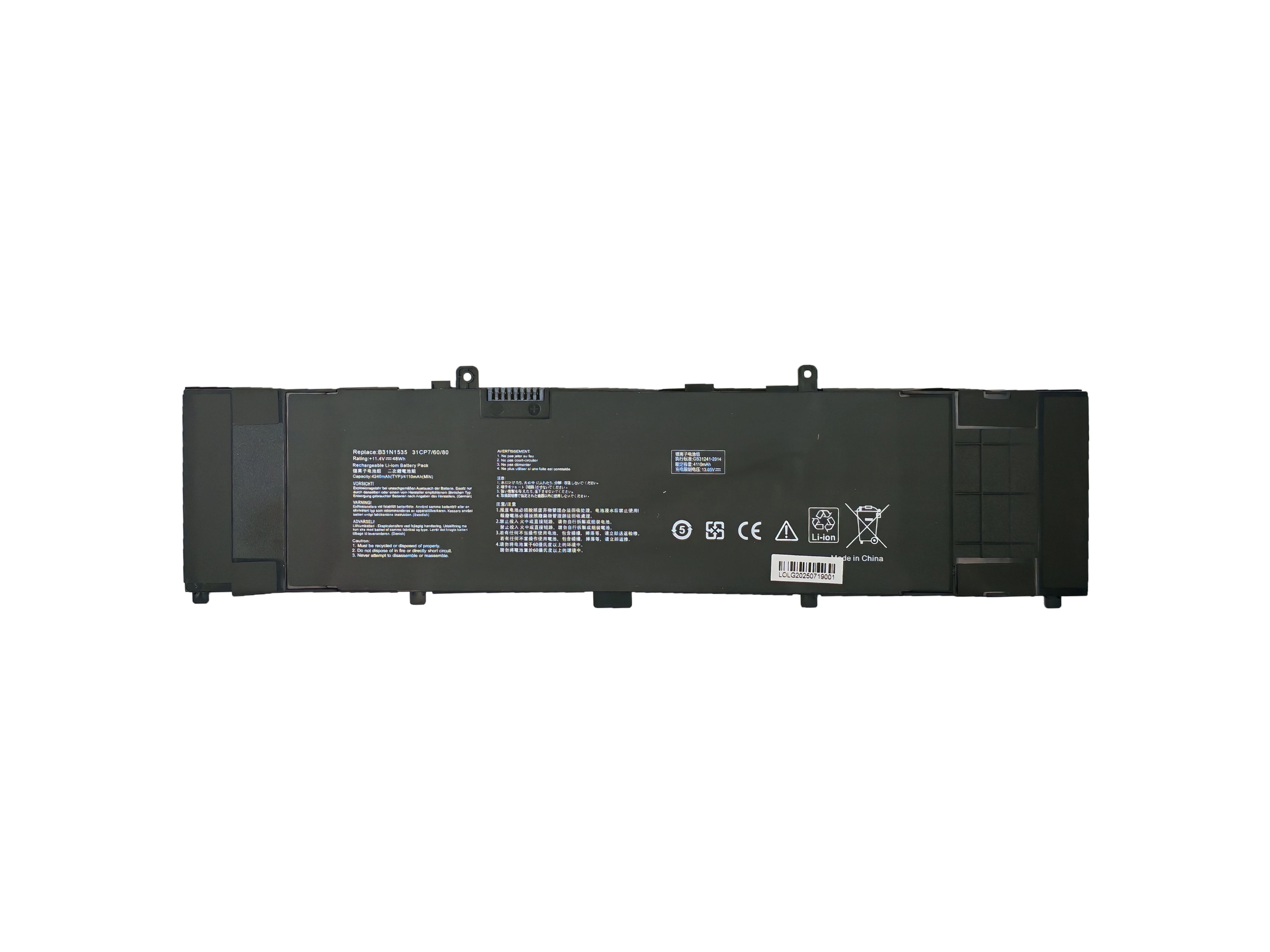 Laptop Battery B31N1535  For ASUS ZenBook UX310 UX310UA UX310UQ UX410 UX410U UX410UA UX410UQ U4000U U400UQ RX310U 48WH