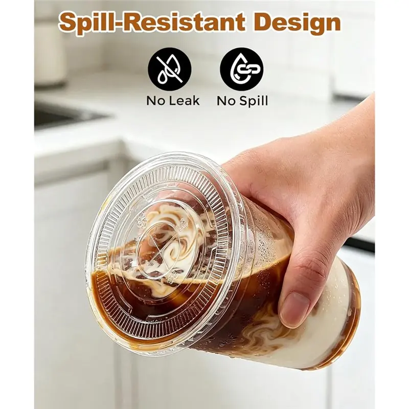 Picture 3: PHFU-Clear Cups With Lids Straws Leak-Proof Sturdy Iced Coffee Cups With Lids,Disposable To Go Cups For Smoothies Cold Drinks