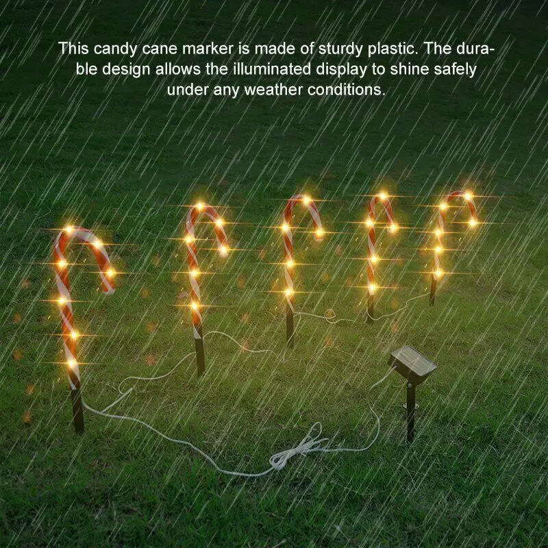 Luci di decorazione natalizia luci di canna di caramella solare lampada da prato solare a LED luci solari da esterno decorazioni natalizie per cortile da giardino