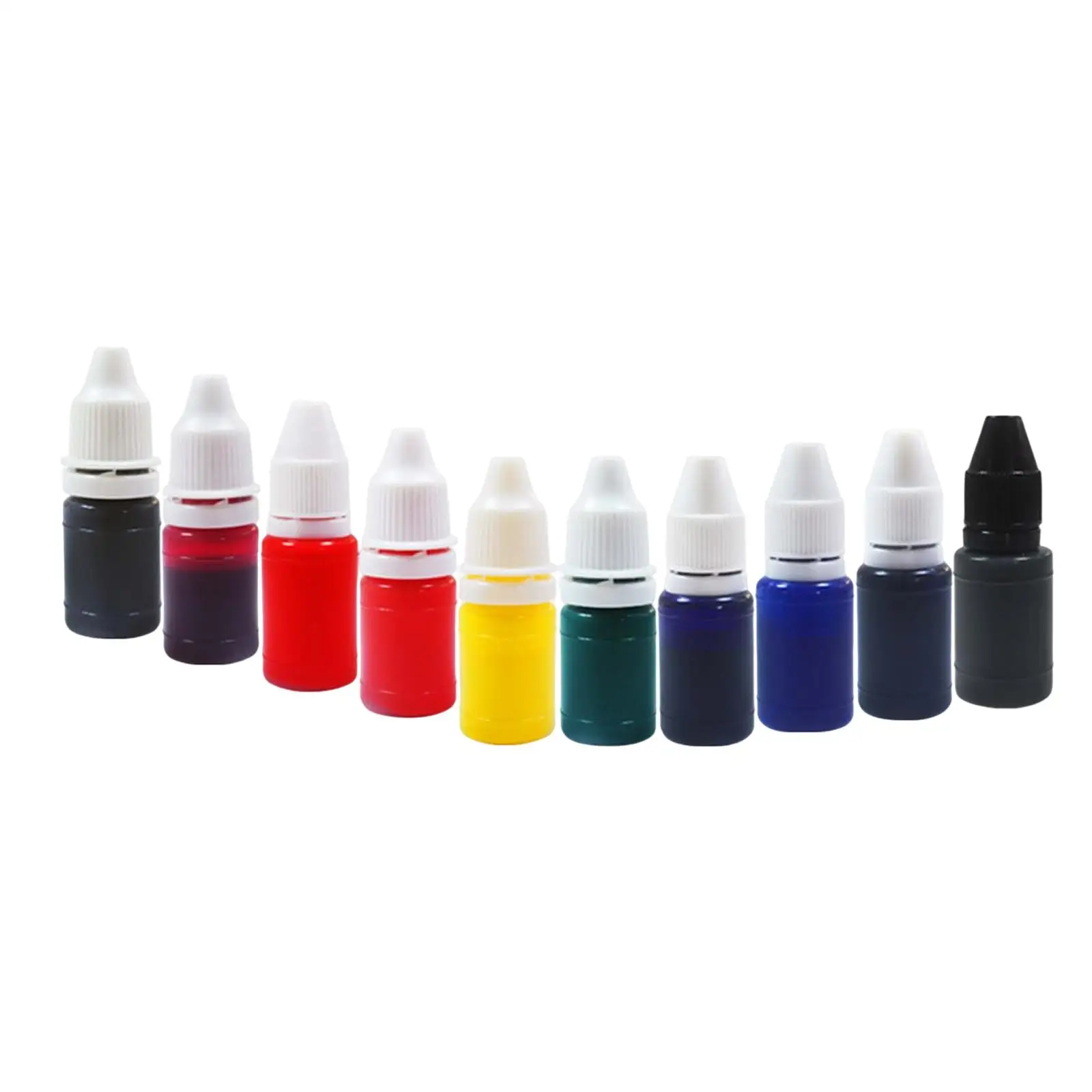 10Pcs 7ml Premium Stamp Refill Flash Refill Ink, Orange, Green, Blue, Brown, Pink, Yellow, Purple, Black Color Wood