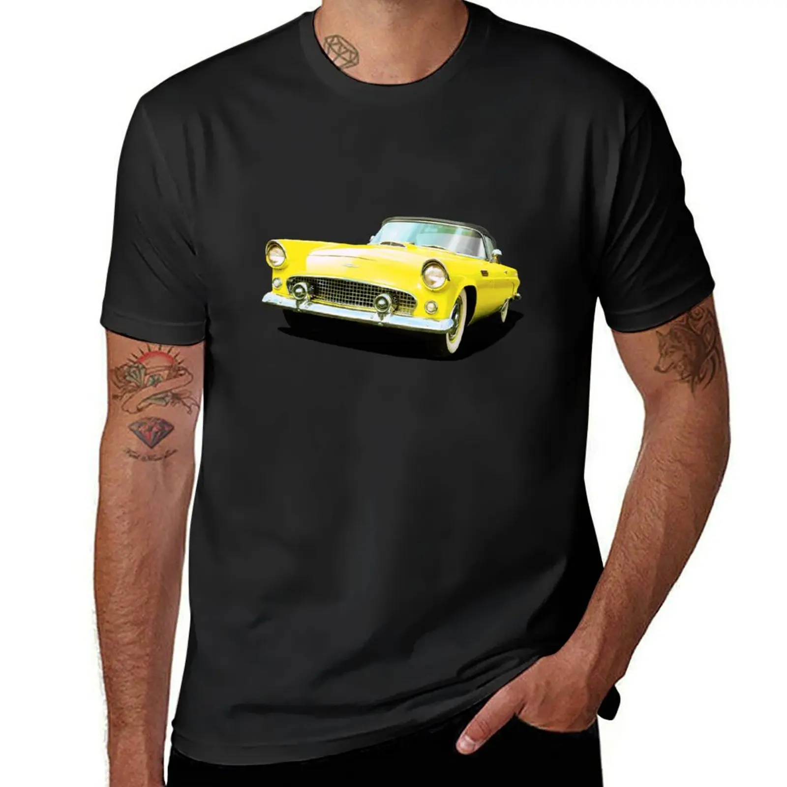 1956 Thunderbird in yellow T-Shirt summer top sublime korean fashion mens vintage t shirts