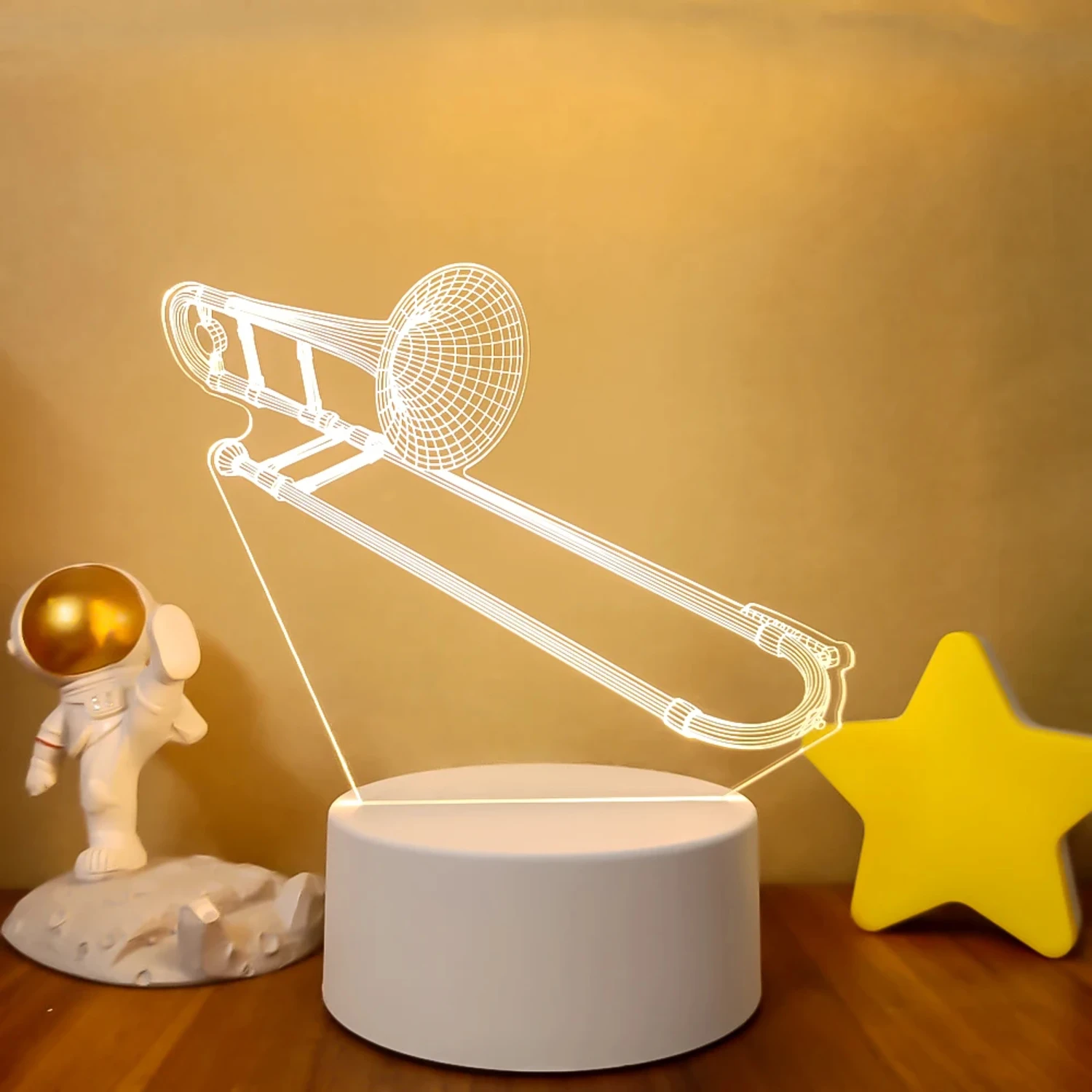 Quente mágico 3d ilusão nota musical bebê luz noturna lâmpada usb-decoração de lembrança decorativa com luz branca quente