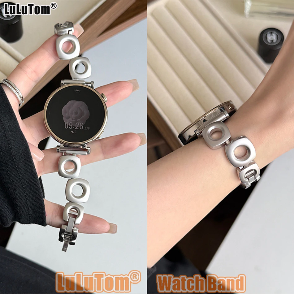 

Элегантный квадратный ремешок 18/22/20 мм для Samsung Galaxy 7, 6, 5, 4, 44/40 мм, металлический ремешок для Huawei Watch GT5 Pro 42/46 мм, ювелирные браслеты