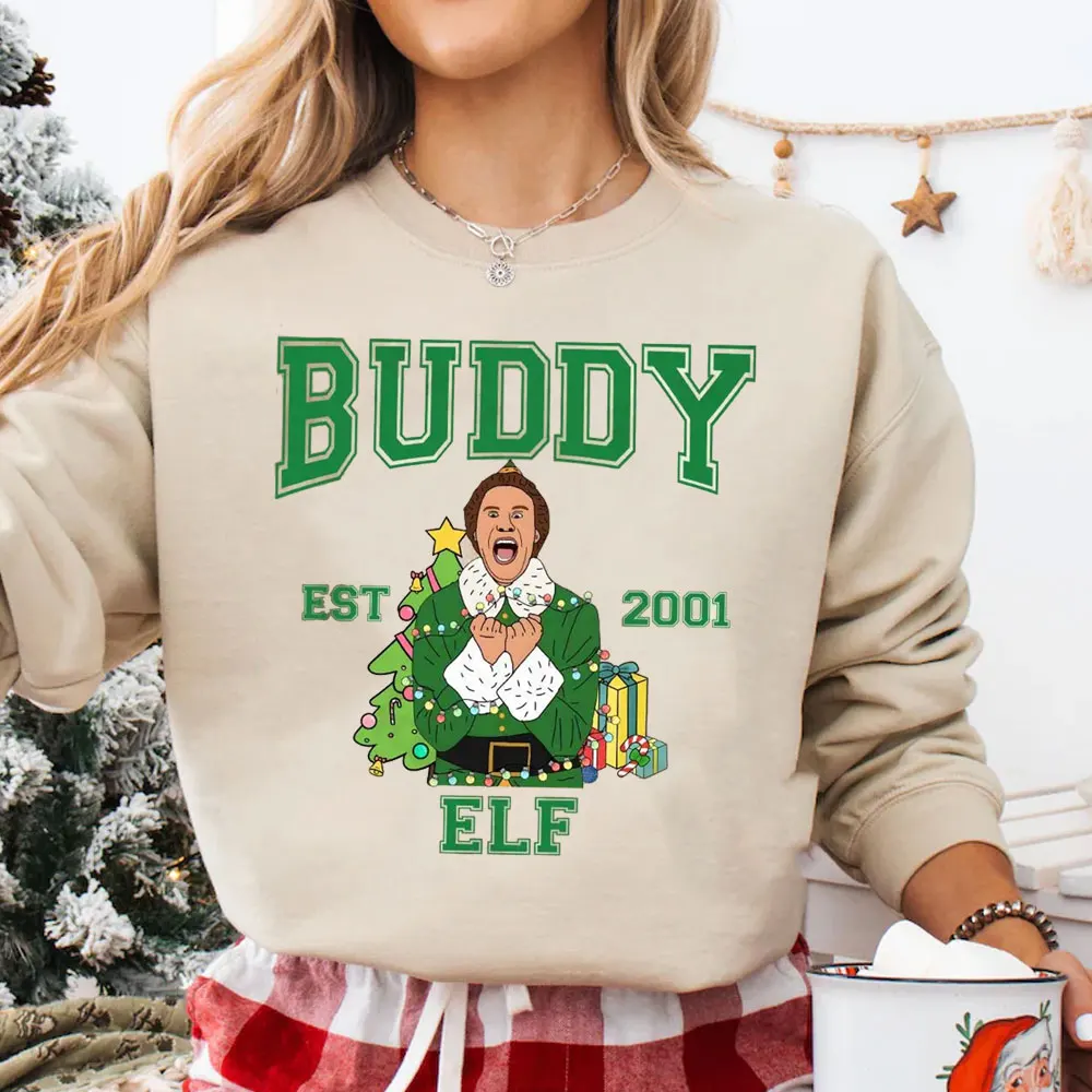 OMG SANTA I Know Him! Funny Christmas Tops Buddy The Elf Graphic Tops Vintage Cute Hippo Casual Women Men Autumn Pullovers