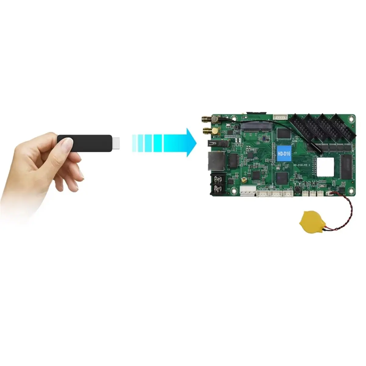 HD-D16 Wi-Fi Asynchronous Full Color Banner Screen Control Card for Taxi Car Led Screen and Support Mobile App Control