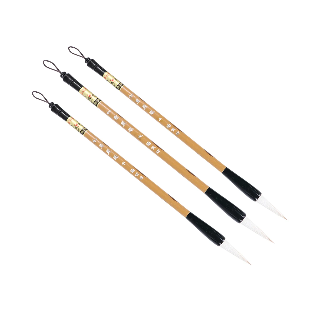 3Pcs Chinese Calligraphy Brushes Wolf Hair Traditional Drawing Writing Tool Set Sizes L Kanji Sumi Ink Drawing Brush