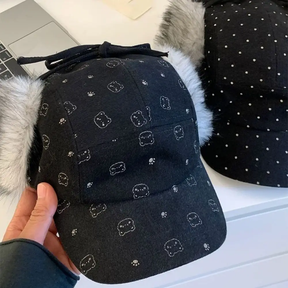 

Милая теплая бейсболка с медведем, милая шляпа Lei Feng в горошек, корейская шерстяная фуражка, уличная кепка