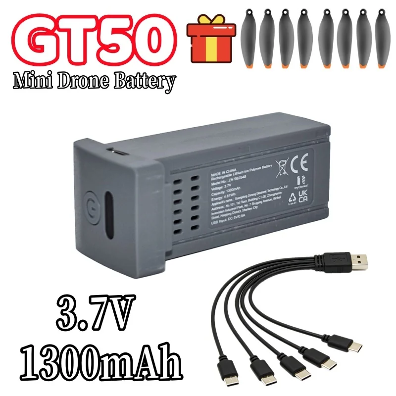 3,7V 1300mAh GT50 PRO Drohnen-Originalakku für GT50 Drohne RC Quadcopter Ersatzakku GT50 Zubehörteile