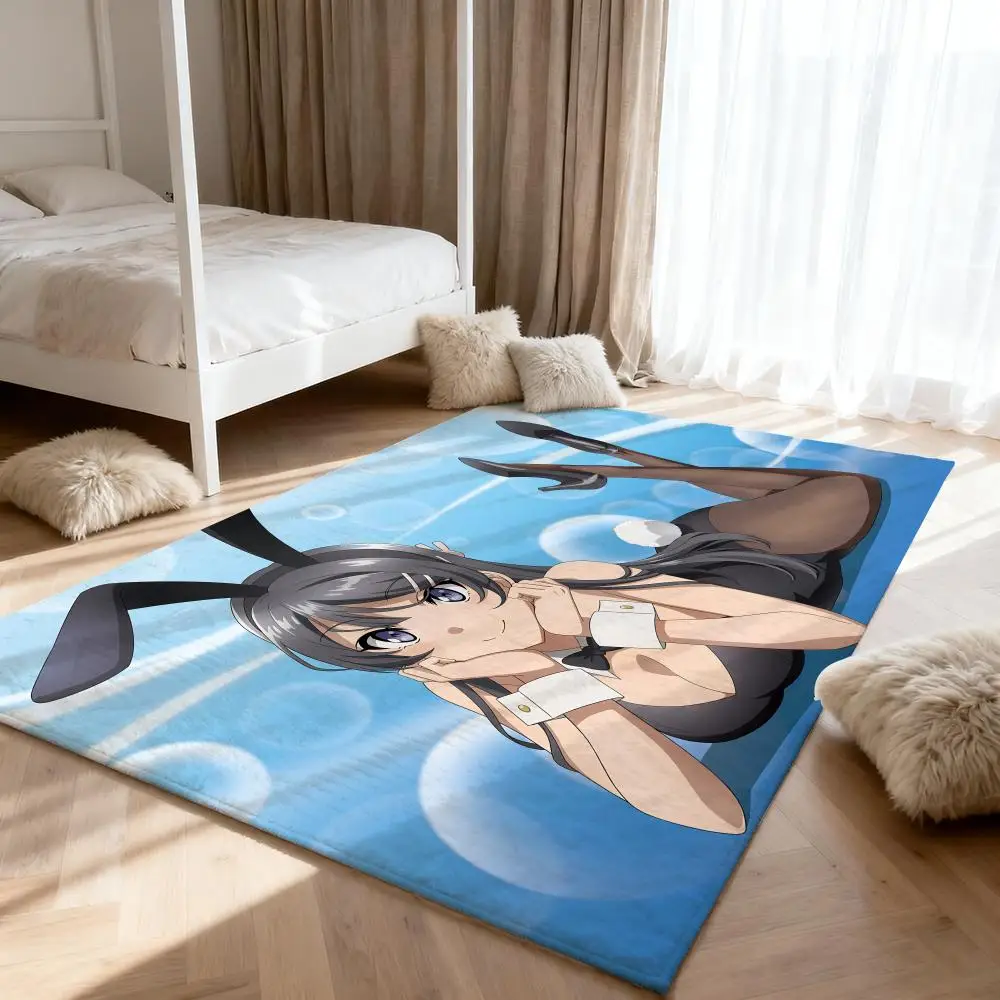 

Rascal Donot Dream Sakurajima Mai Floor Mat Soft Thickened Absorbent Non-Slip Bedroom Living Room Door Home Decor Flannel Rugs