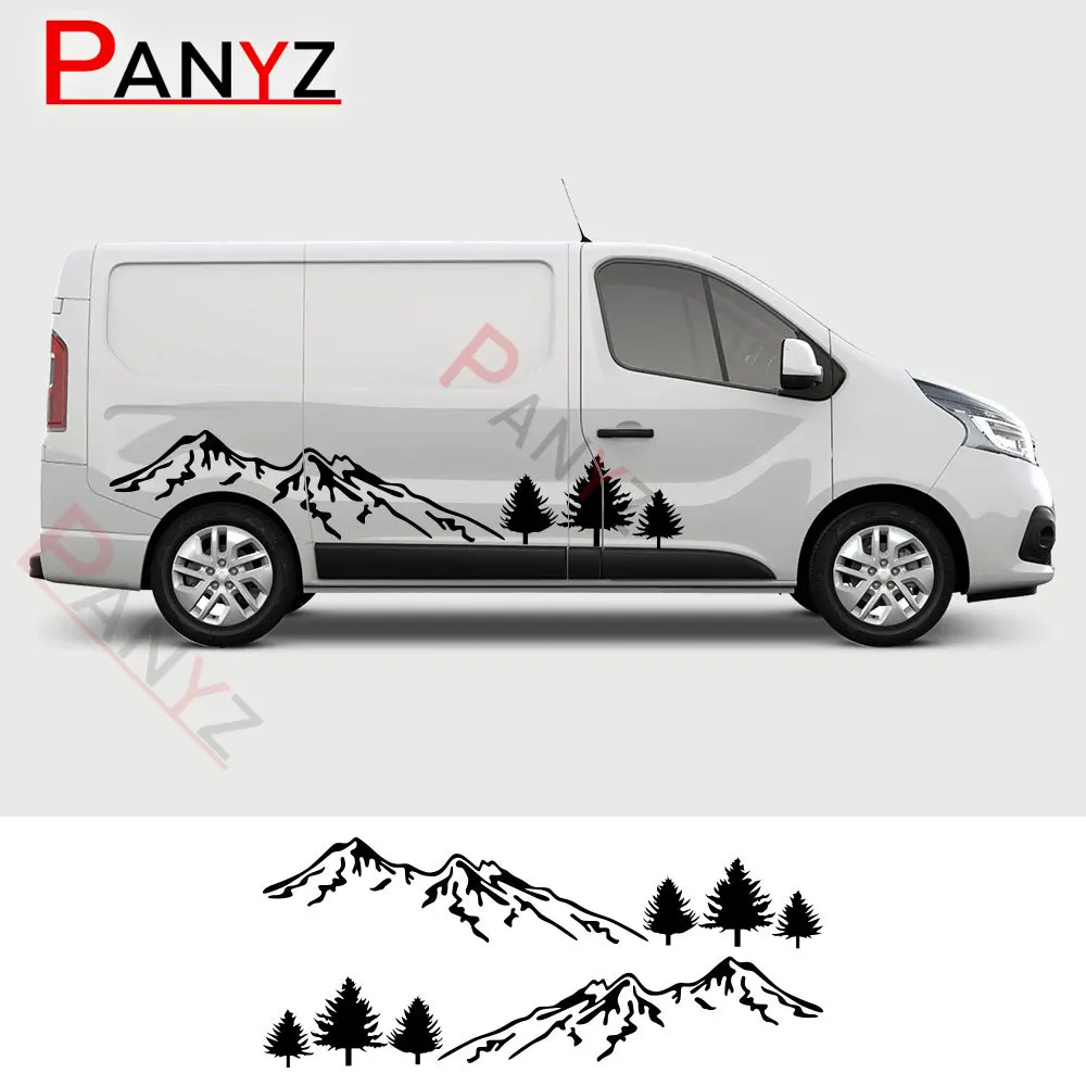 

Car Mountains Graphics Stickers For Renault Trafic Camper Van Motorhome Body Both Side Decor Vinyl Film Decals Accessories