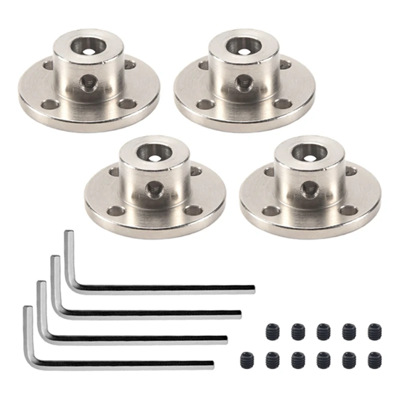 8Mm Flange Coupling Connector, Rigid Guide Steel Model Coupler Accessory, Shaft Axis Fittings For RC Model Motors(4 Pack)