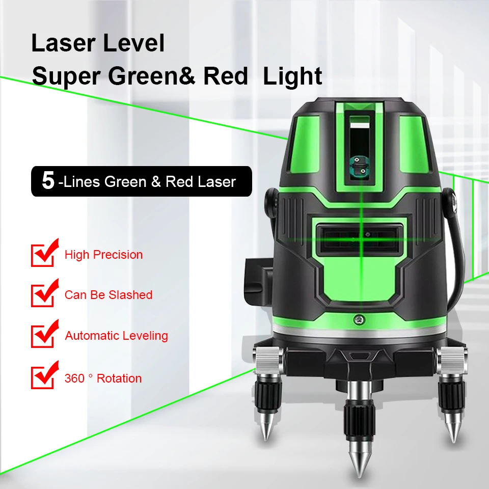 Green Laser Level 16/12/5/3/2 Lines 4D 3D Level Self-Leveling 360 Horizontal and Vertical Cross Super Powerful Laser Beam Lines