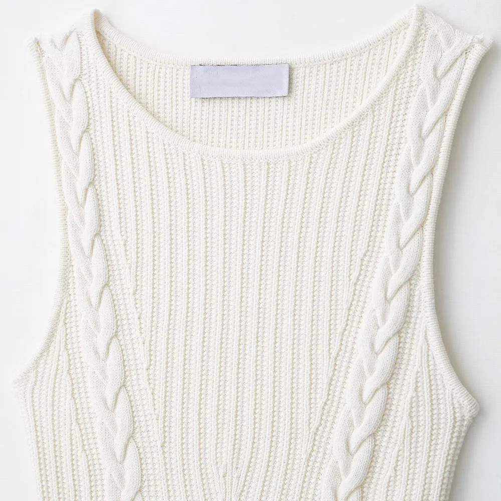 Transfronteiriça início do outono novo estilo europeu e americano feminino cortiça saia de malha estilo bainha colete superior