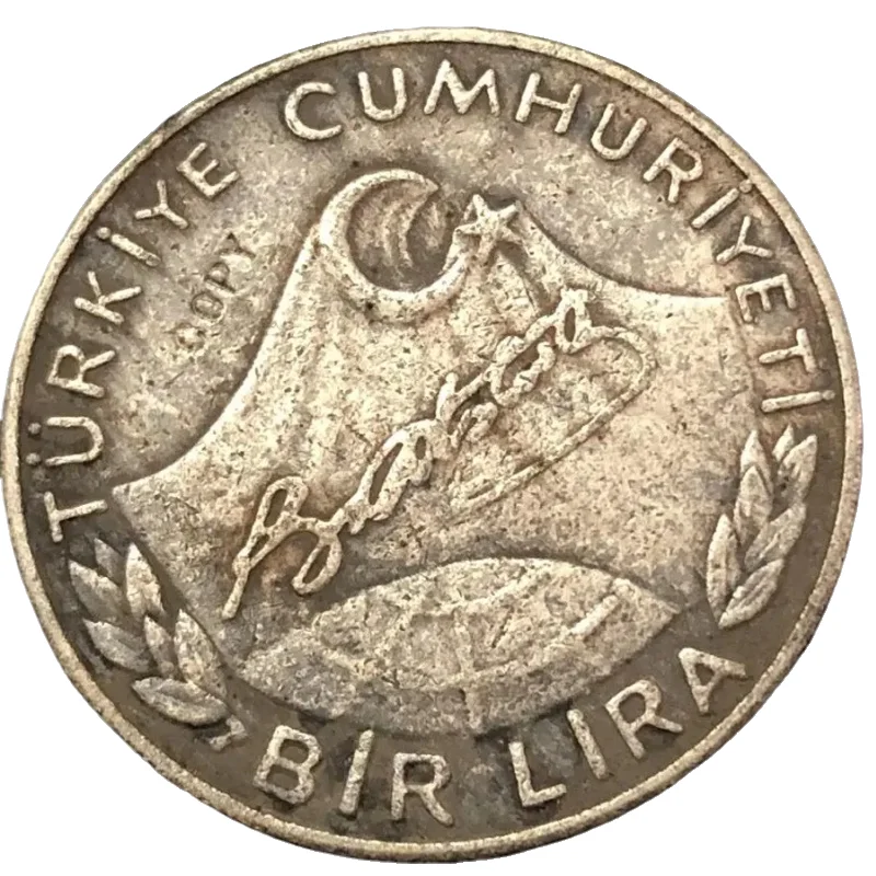 

1981 Turkey 1 Lira silver plated exact Copy Coin
