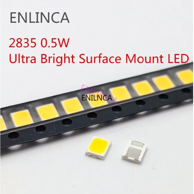 

100PCS/lot SMD LED 2835 White Chip 0.5 W 3V 6V 9V 18V 50-55LM Ultra Bright Surface Mount LED Light Emitting Diode Lamp