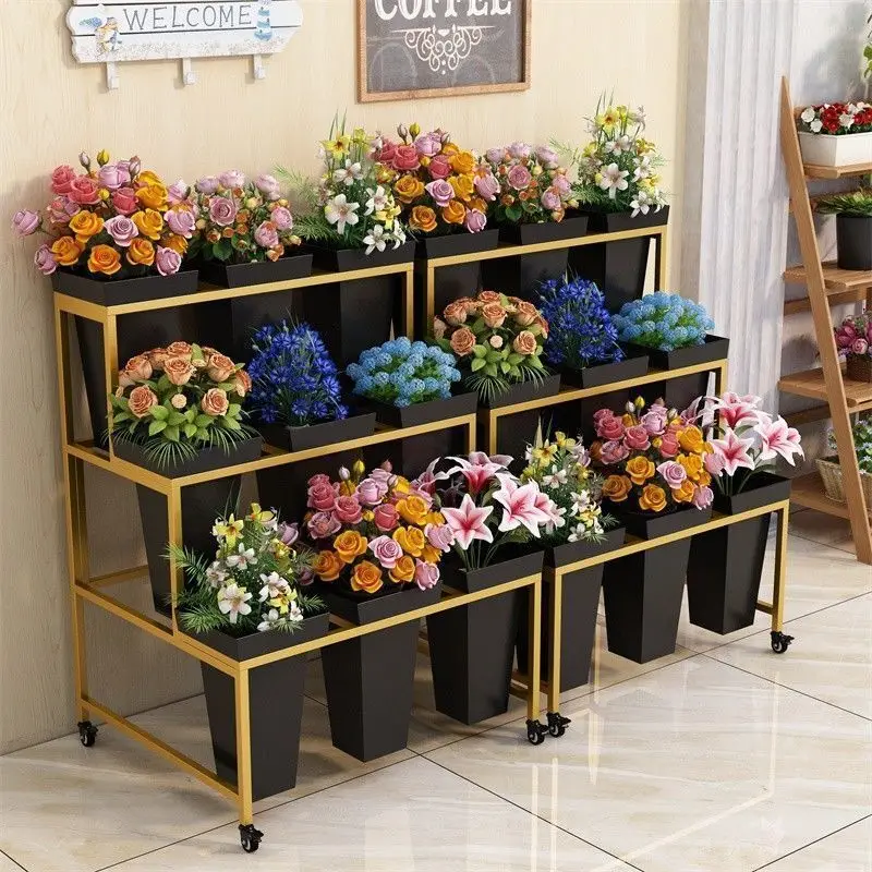 Flower shop special workbench second, third and fourth floors flower stall display shelves multi-layer stepped flower tube wakin