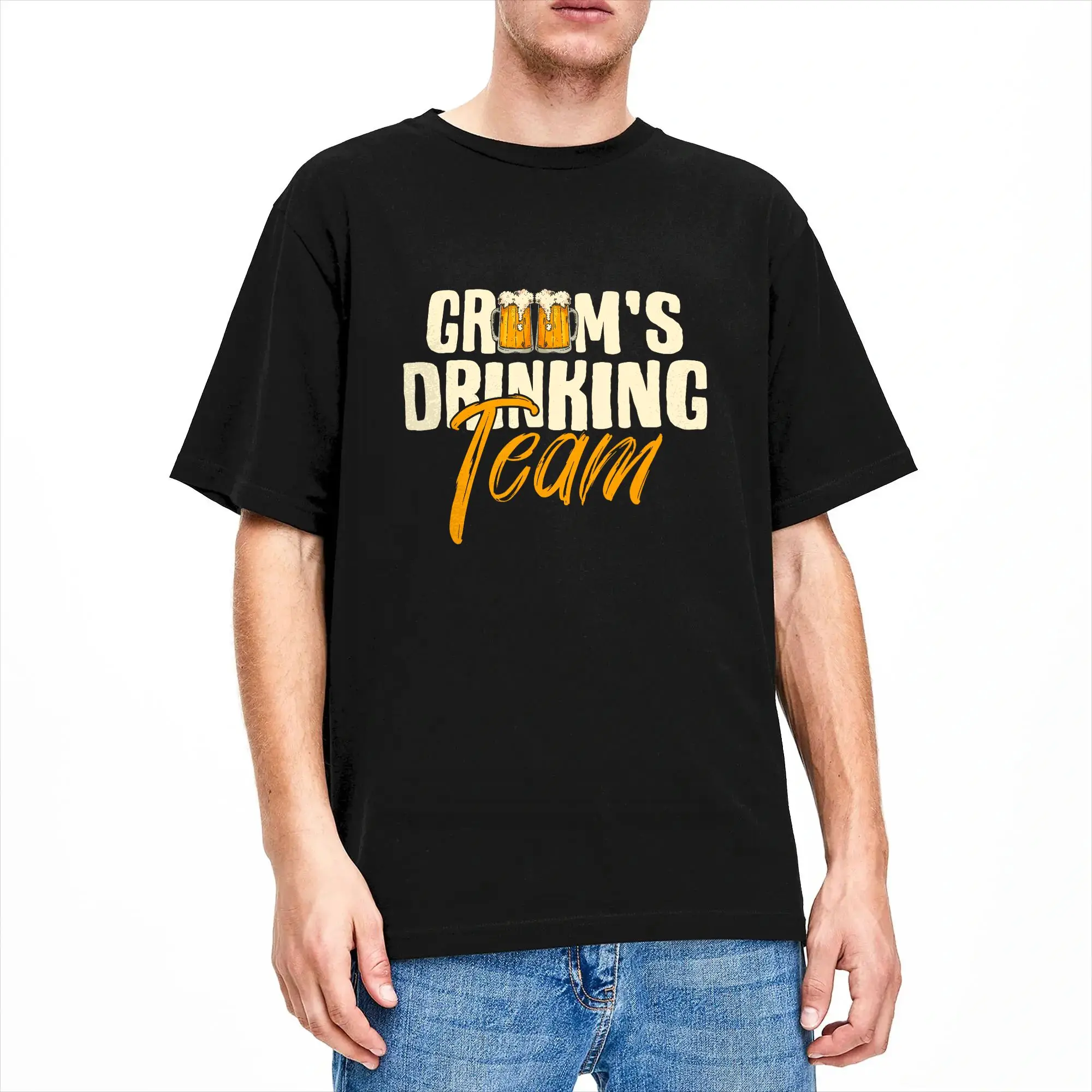 Groom‘s Drinking Team Stag Bachelor Party Wedding Groomsman Men T Shirt  Funny Tee Shirt Short Sleeve Round Collar TShirt Cotton